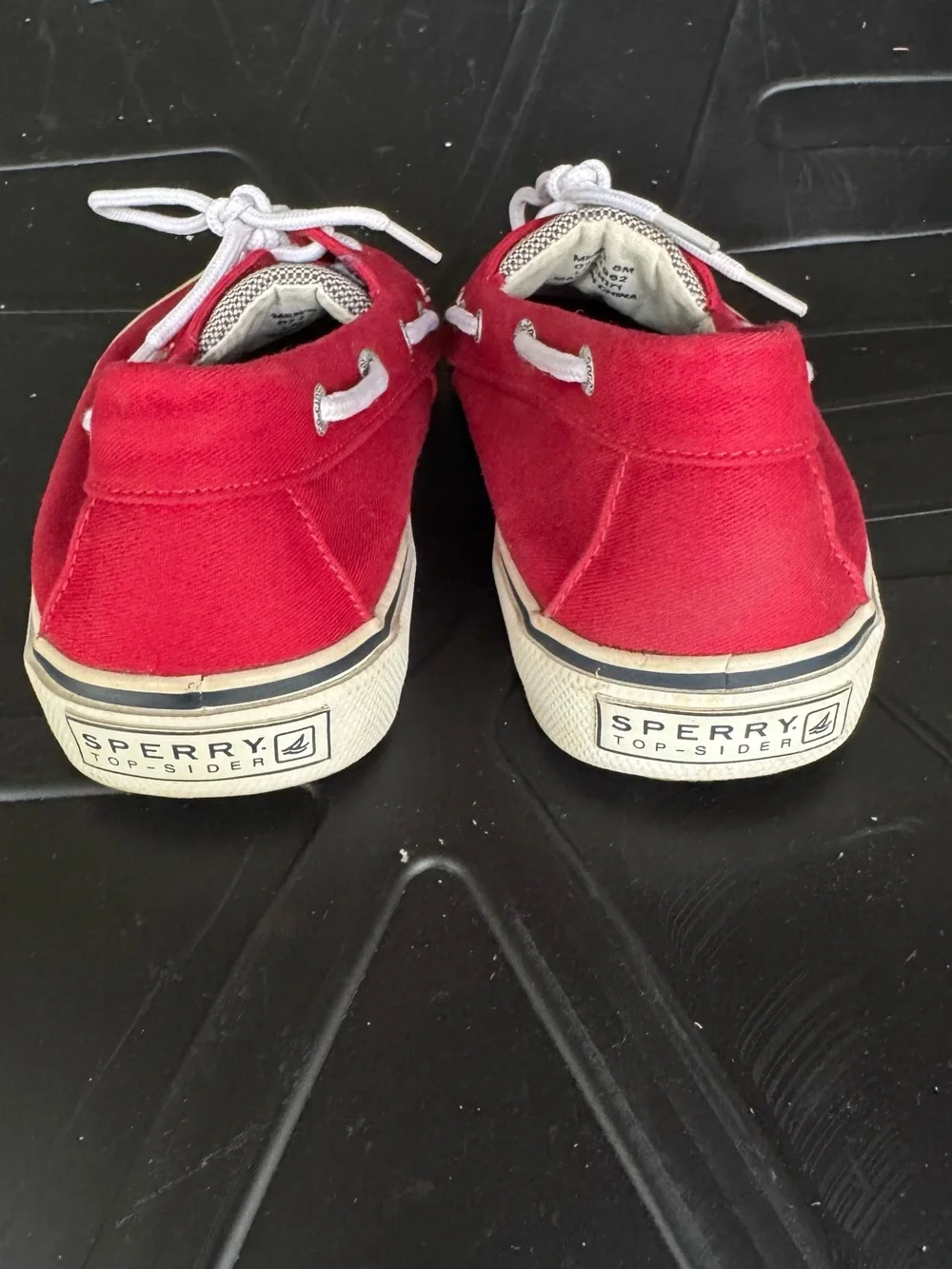 Sperry Men's Red Canvas 2-Eye Boat Shoes with White Laces